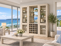 ELLE (AUSSIE MADE) 4 DOORS DISPLAY CABINET WITH WINE STORAGE & MIRRORED BACK COLLECTION - ASSORTED COLOURS - STARTING FROM $2499