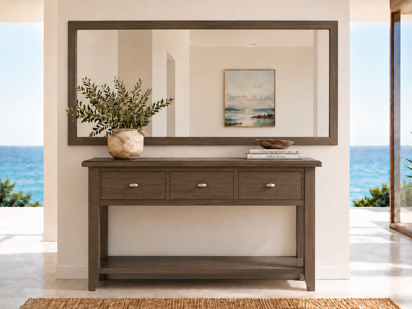 EMMETT (AUSSIE MADE) 2 or 3 DRAWER CONSOLE TABLE WITH MAGAZINE RACK COLLECTION - ASSORTED COLOURS - STARTING FROM $799
