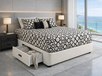 DESIGNER (AUSSIE MADE) DENIM BASE WITH 1 SIDE DRAWER - 12''/300MM) BASE ONLY - ASSORTED FABRICS &  COLOURS - STARTING FROM $699