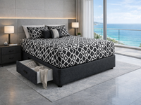 DESIGNER (AUSSIE MADE) DENIM BASE WITH 1 SIDE DRAWER - 12''/300MM) BASE ONLY - ASSORTED FABRICS &  COLOURS - STARTING FROM $699