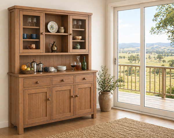FAIRHOLM (AUSSIE MADE) 5 DOOR / 3 DRAWER BUFFET & HUTCH (DRESSER) COLLECTION - ASSORTED COLOURS - STARTING FROM $1799
