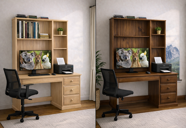 FEATHERTOP (AUSSIE MADE) STUDY DESK AND HUTCH (REVERSIBLE) COLLECTION - ASSORTED COLOURS - STARTING FROM $1299