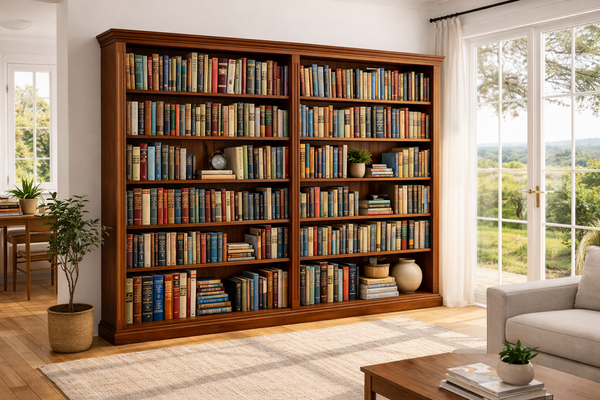 FEDERATION (AUSSIE MADE) DOUBLE HIGHLINE BOOKCASE WITH TWIN LINES COLLECTION - ASSORTED COLOURS - STARTING FROM $1399