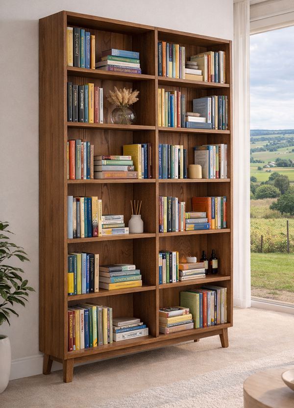 FLARED (AUSSIE MADE) DOUBLE HIGHLINE BOOKCASE COLLECTION - ASSORTED COLOURS - STARTING FROM $1599