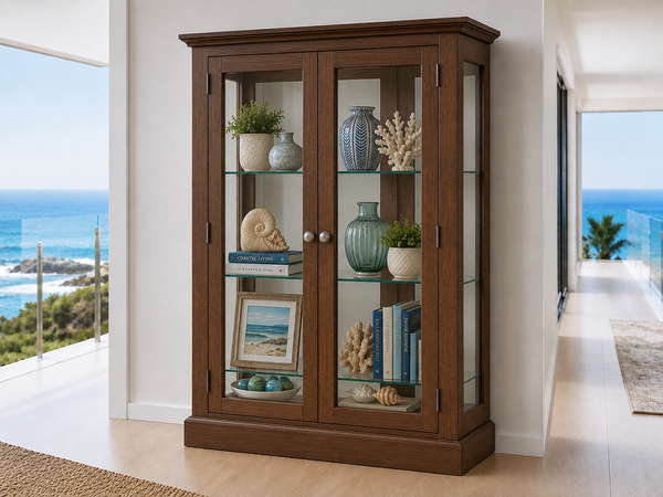 FLINDERS 4 (AUSSIE MADE) 2 DOOR LOWLINE OR HIGHLINE DISPLAY CABINET COLLECTION - ASSORTED COLOURS - STARTING FROM $1799