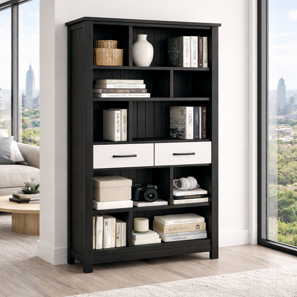 FLORIDA (AUSSIE MADE) HIGHLINE STAGGERED BOOKCASE WITH DRAWERS COLLECTION - ASSORTED COLOURS - STARTING FROM $999