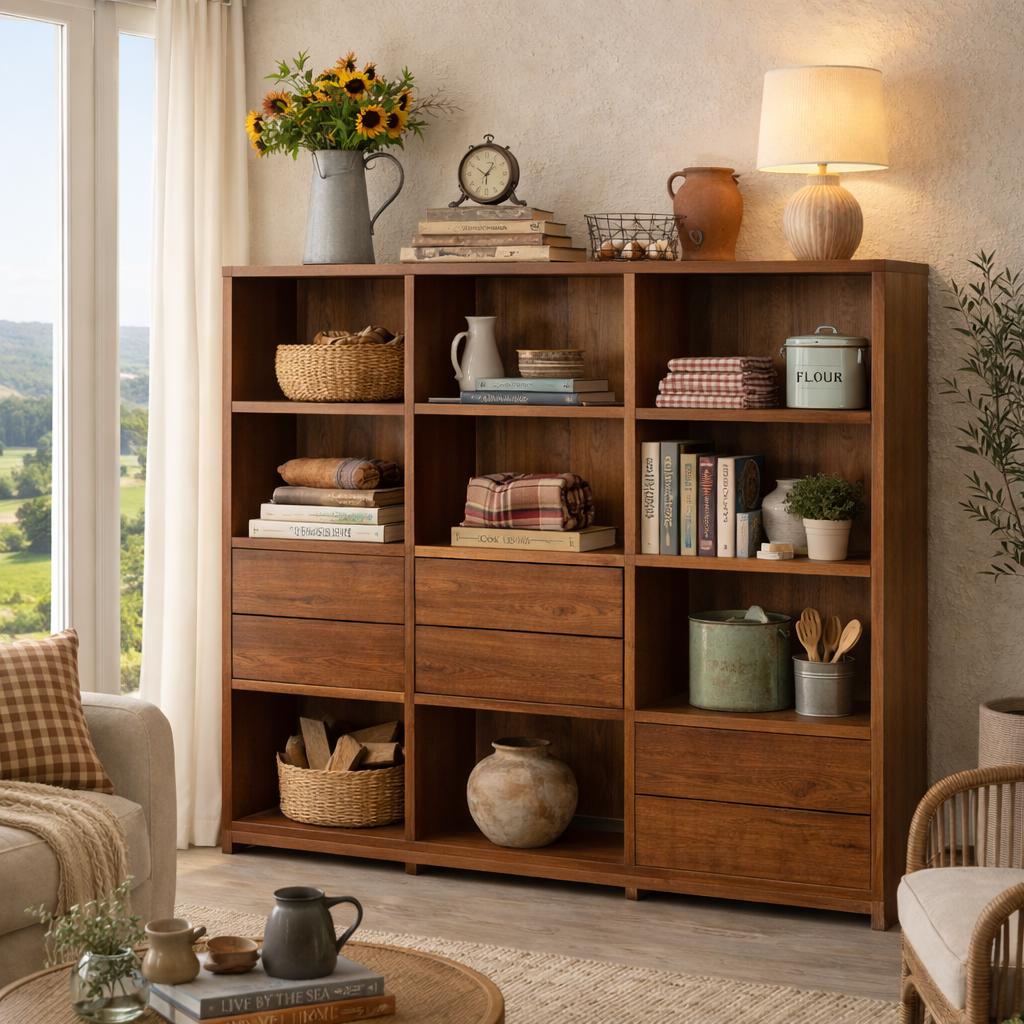 FRANGELICO THICK TOP (AUSSIE MADE) LOWLINE BOOKCASE  WITH PICTURE FRAMES DRAWERS COLLECTION - ASSORTED COLOURS - STARTING FROM $1999
