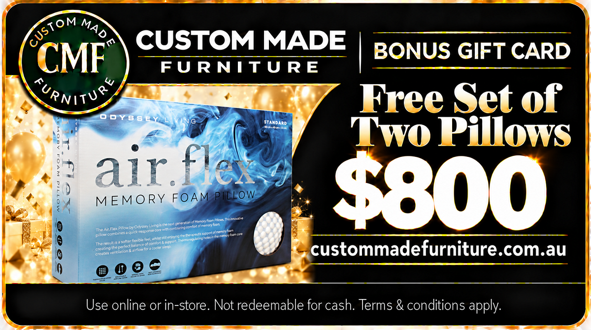 AIR FLEX PILLOWS (AUSSIE MADE) SET OF 2 - REDEEM WITH $800 BONUS GIFT CARD DOLLARS