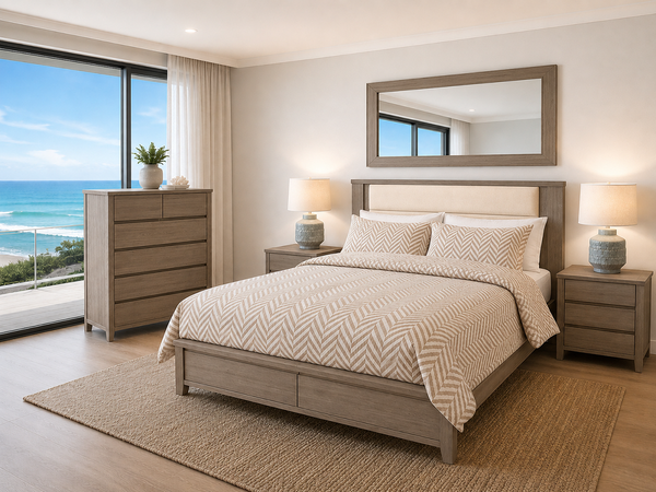 GLADYS (AUSSIE MADE) TIMBER AND FABRIC BEDROOM COLLECTION - ASSORTED FABRIC / COLOURS - STARTING FROM $1999