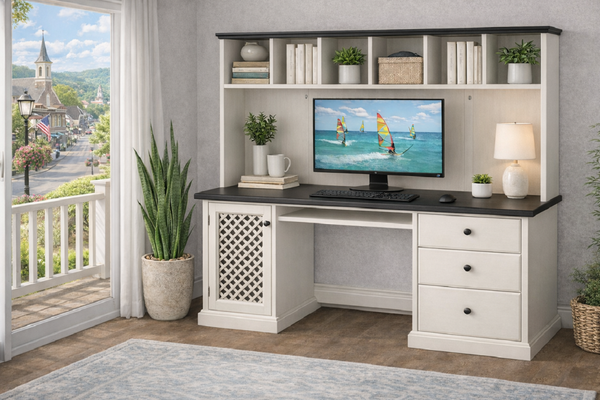 GLENGARRY (AUSSIE MADE) DESK WITH HUTCH (REVERSIBLE) COLLECTION - ASSORTED COLOURS - STARTING FROM $1399