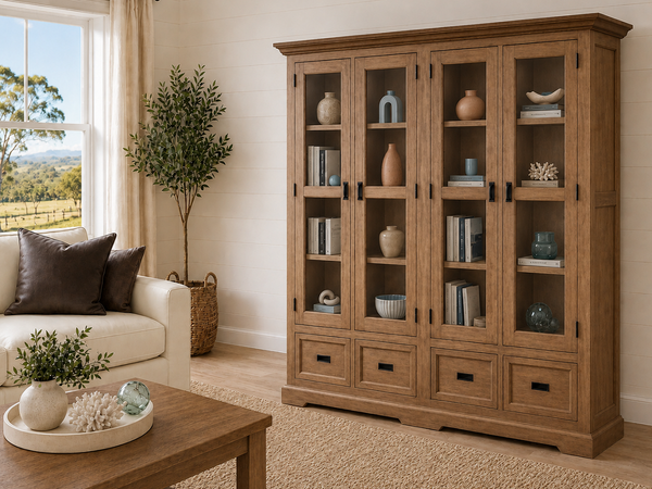 HAMPTONS (AUSSIE MADE) 4 DOOR / 2 DRAWER LIBRARY UNIT COLLECTION - ASSORTED COLOURS - STARTING FROM $2499