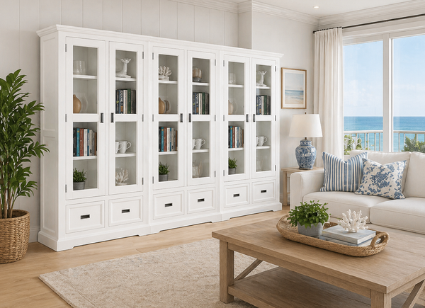 HAMPTONS (CUSTOM MADE) 6 DOOR / 6 DRAWER TRIPLE HIGHLINE LIBRARY UNIT COLLECTION - ASSORTED COLOURS - STARTING FROM $4999