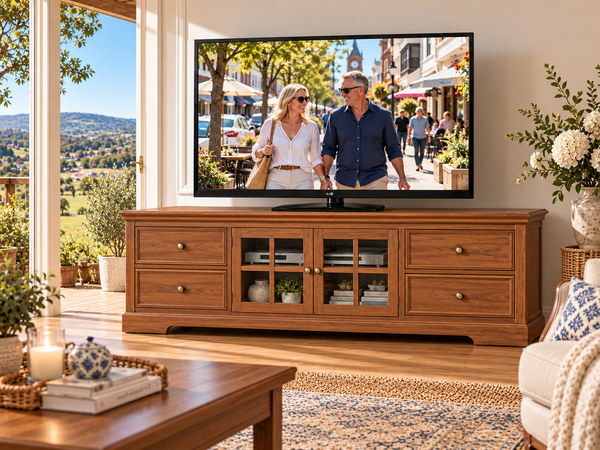 HEAVEN (AUSSIE MADE) 2 DOOR / 4 DRAWER LOWLINE TV UNIT COLLECTION - ASSORTED COLOURS - STARTING FROM $1499