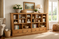 HERALDY (AUSSIE MADE) LOWLINE WITH 4 DRAWERS PICTURED FRAMED (3 SECTION) PIGEON PAIRED BOOKCASE COLLECTION - ASSORTED COLOURS - STARTING FROM $1499