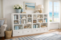 HERALDY (AUSSIE MADE) LOWLINE WITH 4 DRAWERS PICTURED FRAMED (3 SECTION) PIGEON PAIRED BOOKCASE COLLECTION - ASSORTED COLOURS - STARTING FROM $1499