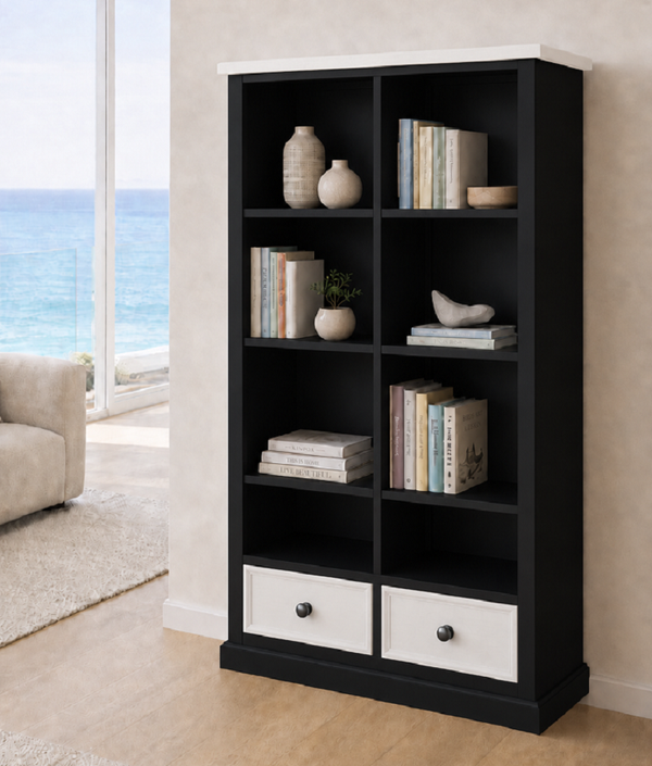 HUON (AUSSIE MADE) HIGHLINE BOOKCASE WITH DRAWERS COLLECTION - ASSORTED COLOURS - STARTING FROM $999