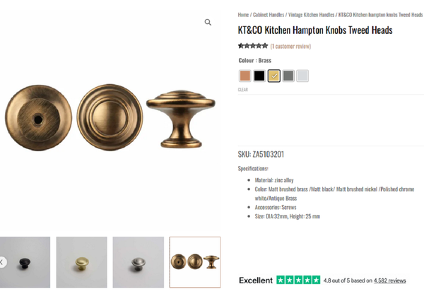 HAMPTON (IGRAB) STYLE SINGLE POINT 32MM TWEED HEADS KNOBS - COLOUR: ASSORTED COLOURS