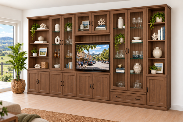 IMPERIAL (AUSSIE MADE) 13 DOOR / 1 DRAWER WALL / TV UNIT / BOOOKCASE COLLECTION - ASSORTED COLOURS - STARTING FROM $3999