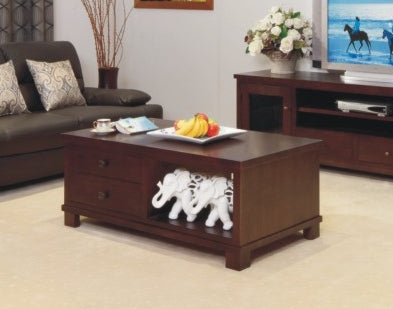 JAMES (AUSSIE MADE) COFFEE TABLE WITH 2 DRAWERS - 1200(W) X 700(D)- (TASSIE OAK) - ASSORTED COLOURS