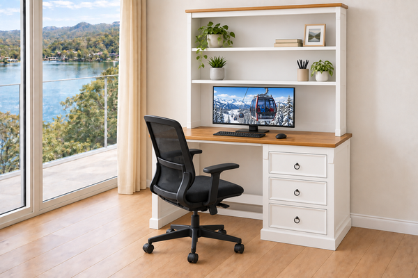 JANE (AUSSIE MADE) 3 DRAWER DESK + HUTCH (REVERSIBLE) - ASSORTED COLOURS - STARTING FROM $999