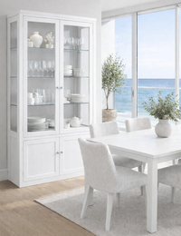 JOE (AUSSIE MADE) 4 DOOR HIGHLINE DISPLAY CABINET WITH GROOVE TOP WITH 4 DOORS / 2 GLASS SHELVES + MIRRORED BACK (HALF GLASS) COLLECTION - ASSORTED COLOURS - STARTING FROM $1899