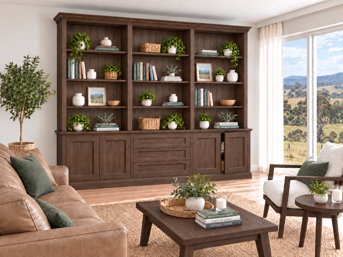 KENT (AUSSIE MADE) TRIPLE HIGHLINE 4 DOOR / 3 DRAWER BOOKCASE PIGEON PAIRED COLLECTION - ASSORTED COLOURS - STARTING FROM $2999