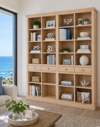 LITHGOW (AUSSIE MADE) DOUBLE HIGHLINE BOOKCASE WITH 4 DRAWERS COLLECTION - ASSORTED COLOURS - STARTING FROM $1499
