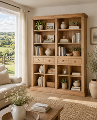 LITHGOW (AUSSIE MADE) DOUBLE HIGHLINE BOOKCASE WITH 4 DRAWERS COLLECTION - ASSORTED COLOURS - STARTING FROM $1499