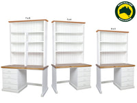 MACQUARIE (AUSSIE MADE) 4 DRAWER DESK + HUTCH COLLECTION - ASSORTED PAINTED / STAINED COLOURS - STARTING FROM $1299