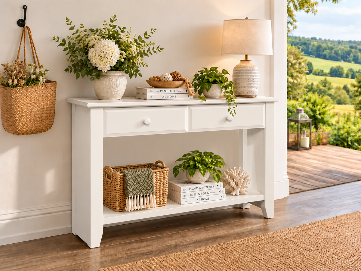 MANILLA (AUSSIE MADE) 2 or 3 DRAWER CONSOLE / HALL TABLE WITH MAGAZINE RACK COLLECTION - ASSORTED COLOURS - STARTING FROM $749