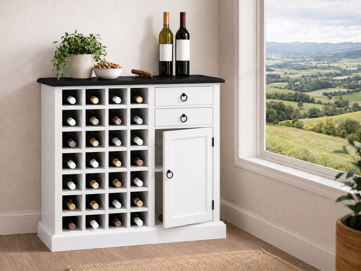 MCINTOSH (AUSSIE MADE) 1 DOOR / 2 DRAWER WINE CABINET COLLECTION - ASSORTED COLOURS - STARTING FROM $1299