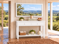 MIXI (AUSSIE MADE) 2 DRAWER HALL / CONSOLE TABLE with MAGAZINE RACK COLLECTION - ASSORTED COLOURS - STARTING FROM $799