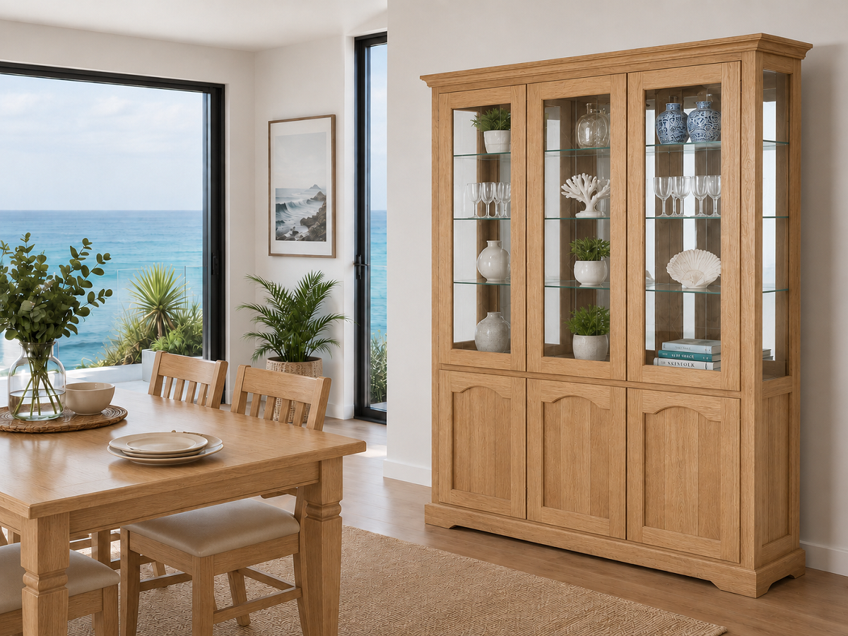 MONTERO (AUSSIE MADE) 6 DOOR HIGHLINE DISPLAY CABINET WITH MIRRORED BACK COLLECTION - ASSORTED COLOURS - STARTING FROM $1699