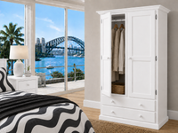 MUDGEE (AUSSIE MADE) 2 DOOR / 2 DRAWER STRAIGHT DOOR WARDROBE COLLECTION - ASSORTED COLOURS - STARTING FROM $499