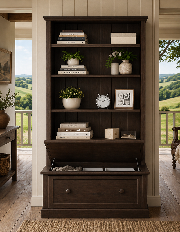 MUDGEE (AUSSIE MADE) HIGHLINE BOOKCASE COMBO WITH PULL OUT DRAWER AND FLIP TOP LID COLLECTION - ASSORTED COLOURS - STARTING FROM $899