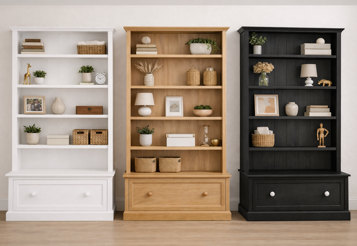 ADELE (AUSSIE MADE) HIGHLINE BOOKCASE COMBO WITH PULL OUT DRAWER COLLECTION - ASSORTED COLOURS - STARTING FROM $599