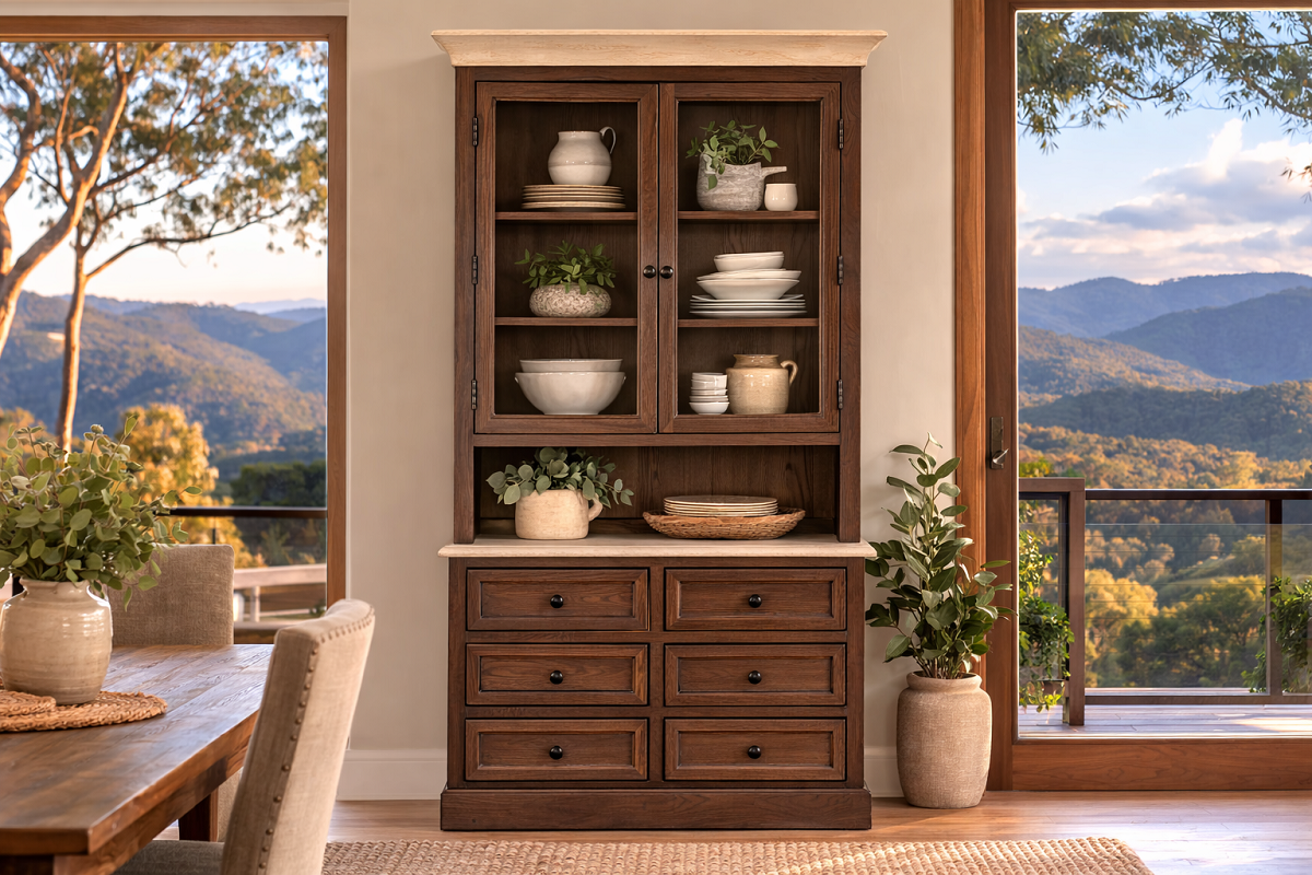 NAPOLIAN (AUSSIE MADE) 2 DOOR / 6 DRAWER BUFFET & HUTCH (DRESSER) COLLECTION - ASSORTED COLOURS - STARTING FROM $1799