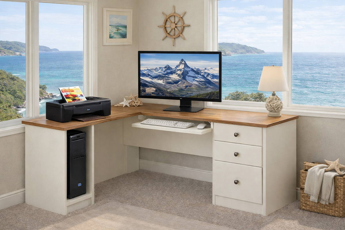 OSSA (AUSSIE MADE) 3 DRAWER + TOWER CORNER COMPUTER DESK COLLECTION - ASSORTED COLOURS - STARTING FROM $1499
