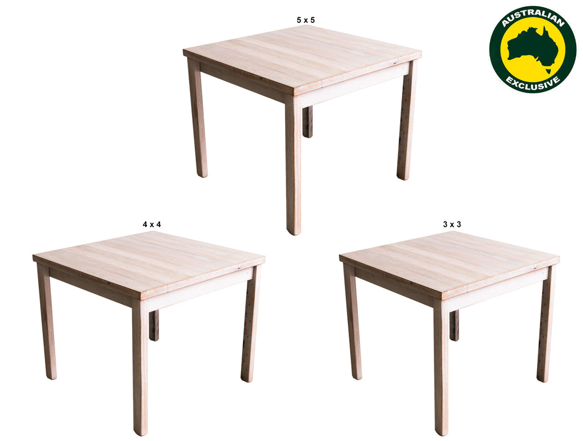 PALING (AUSSIE MADE) SQUARE DINING TABLE  WITH 4 LEGS COLLECTION - ASSORTED STAINED COLOURS - STARTING FROM $799