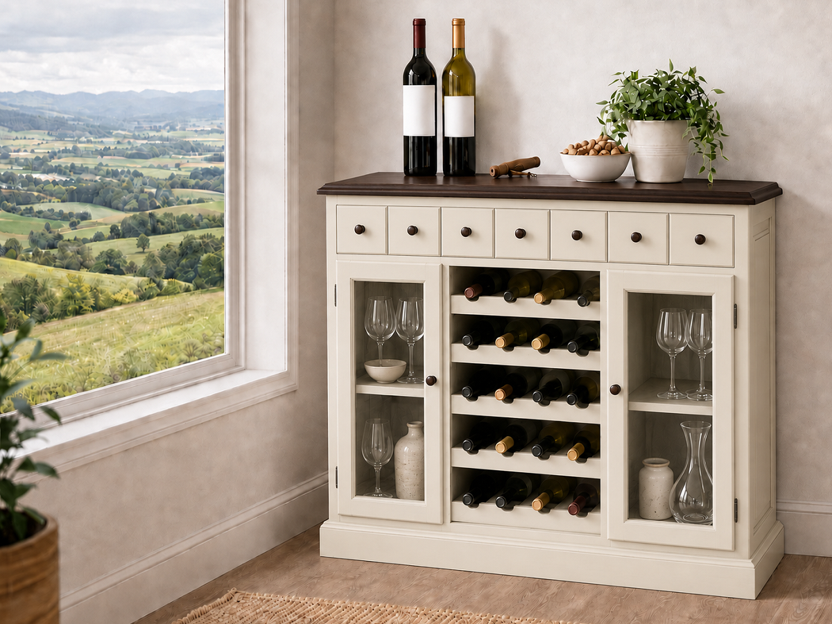 PARIS (AUSSIE MADE) 2 DOOR / 7 DRAWER WINE CABINET COLLECTION - ASSORTED COLOURS - STARTING FROM $1499