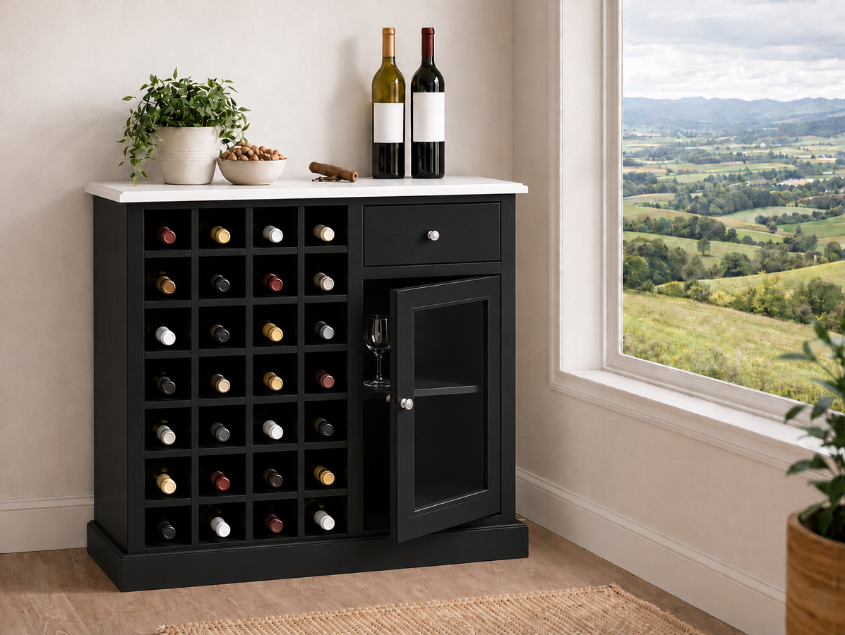 PLONKED (AUSSIE MADE) 1 DOOR / 1 DRAWER WINE CABINET COLLECTION - ASSORTED COLOURS - STARTING FROM $1299
