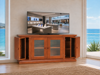 PROVINCIAL (AUSSIE MADE) 2 DOOR / 2 PULLOUTS LOWLINE TV ENTERTAINMENT UNIT COLLECTION - ASSORTED COLOURS - STARTING FROM $1199