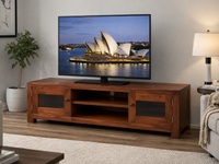 RETRO (AUSSIE MADE) 2 DOOR LOWLINE TV ENTERTAINMENT UNIT COLLECTION - ASSORTED COLOURS - STARTING FROM $1199