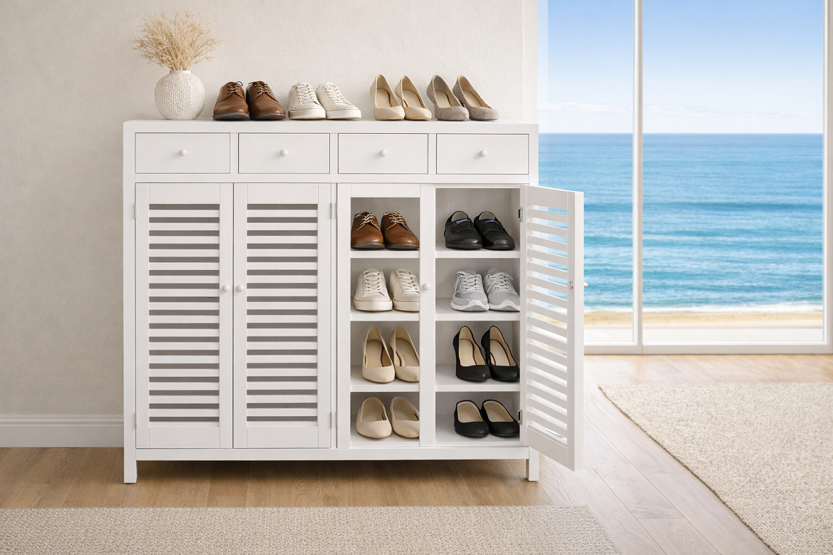 ROYAL (AUSSIE MADE) 4 DOOR / 4 DRAWER SHOE CABINET COLLECTION - ASSORTED COLOURS - STARTING FROM $999