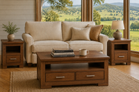 RUSTICED (AUSSIE MADE) COFFEE & LAMP TABLE WITH DRAWERS COLLECTION - ASSORTED COLOURS- STARTING FROM $799