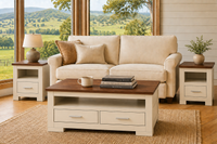 RUSTICED (AUSSIE MADE) COFFEE & LAMP TABLE WITH DRAWERS COLLECTION - ASSORTED COLOURS- STARTING FROM $799