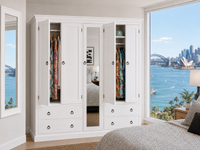 SIMEONE (AUSSIE MADE) 5 DOOR / 4 DRAWER MIRROR WARDROBE COLLECTION - ASSORTED COLOURS - STARTING FROM $1699