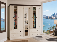 SIMEONE (AUSSIE MADE) 5 DOOR / 4 DRAWER MIRROR WARDROBE COLLECTION - ASSORTED COLOURS - STARTING FROM $1699