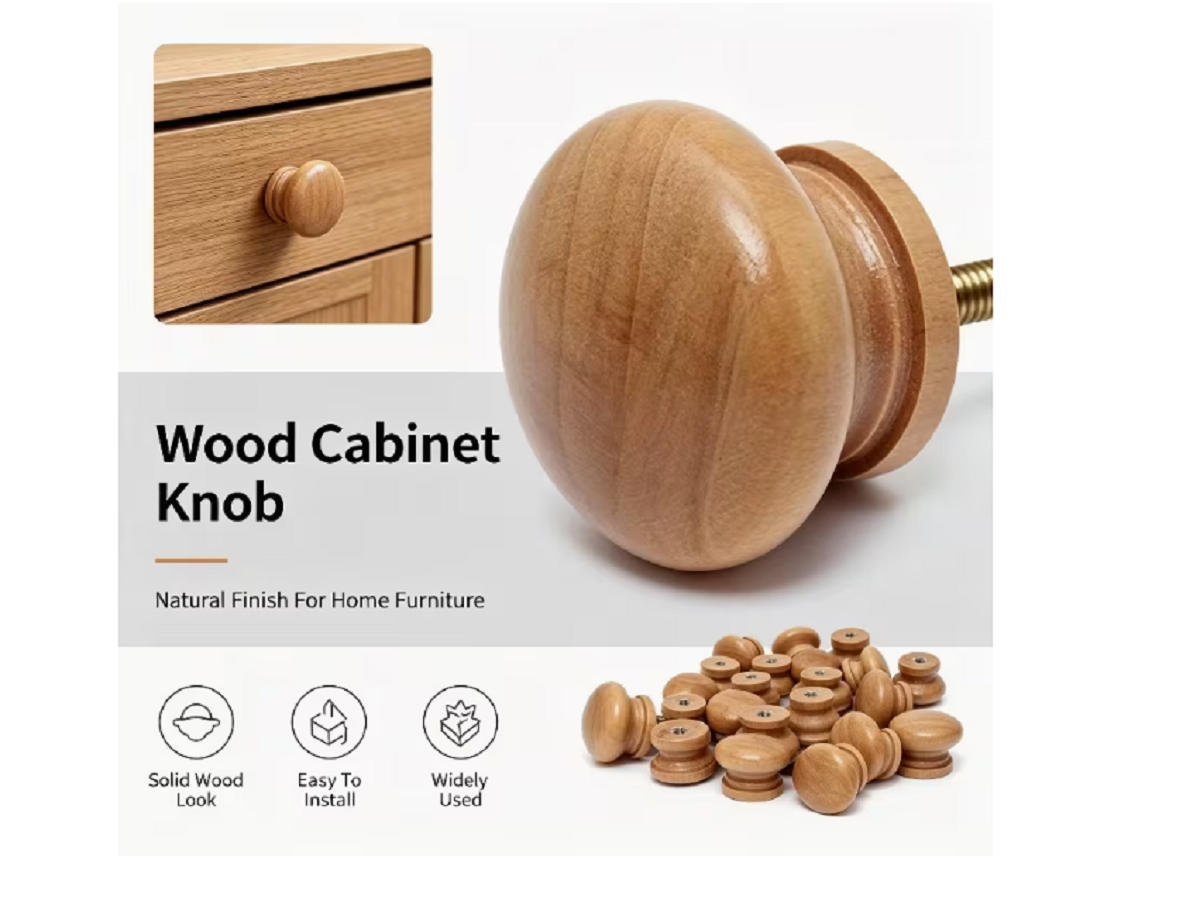 MATCHING SINGLE POINT 35MM ROUND TIMBER KNOBS - MATCHING COLOURS
