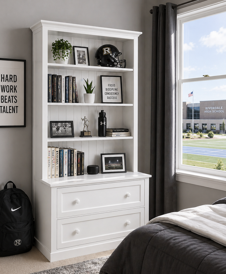 TINKER (AUSSIE MADE) HIGHLINE BOOKCASE COMBO WITH 2 BLANKET (DEEP) DRAWERS COLLECTION  - ASSORTED COLOURS - STARTING FROM $899